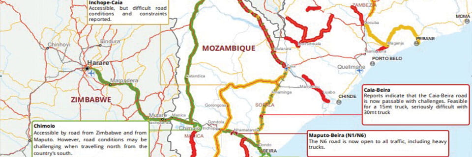 mozambique and zimbabwe road closures idai